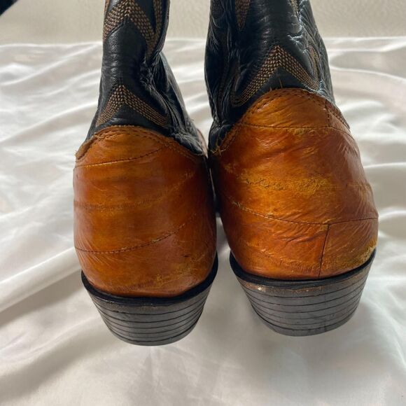 Vintage Nocona Eel Leather Dual Tone Cowboy Boots | USA Made | Exotic 10.5 MENS